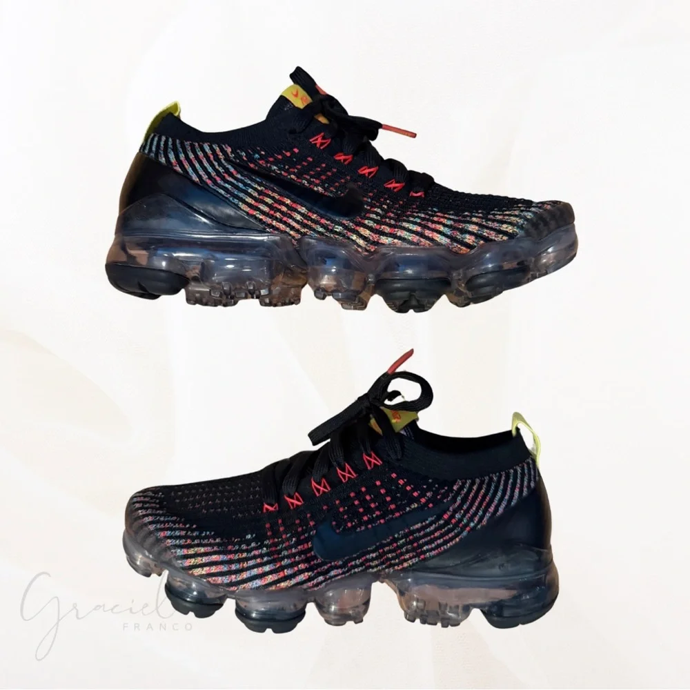 LIKE NEW Nike Women's Black Multicolor Knit Air VaporMax-Style Sneakers - Picture 5 of 5